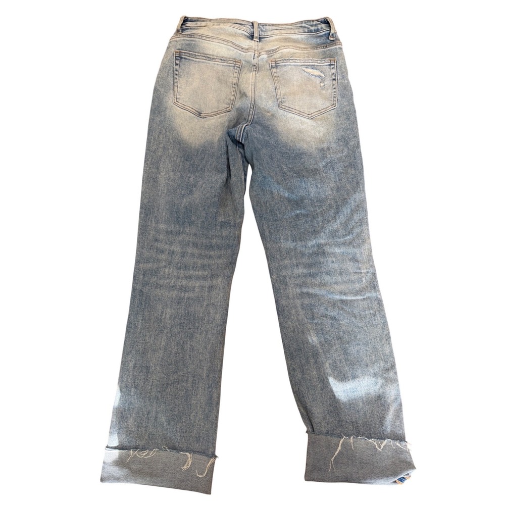 Ceros Distressed Straight Leg Jeans Light Wash Raw Hem Blue Denim‎ Size 28 - Picture 2 of 6